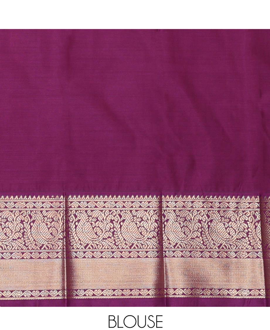 Pink Budget Silk Saree Artfully Detailed with Small Buttas and Paisley Buttas, Complemented by a Contrast Traditional Zari Motif Border, Adorned with Pallu of Intricate Designs, and Paired with a Contrast Blouse