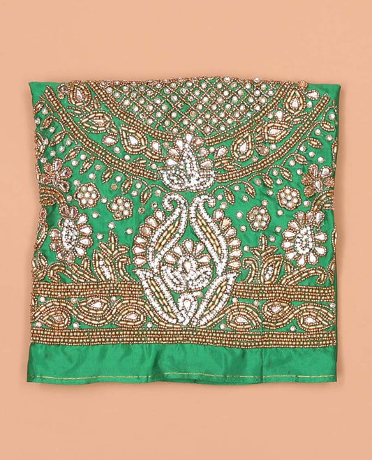 Green floral, paisely aari embroidered material blouse