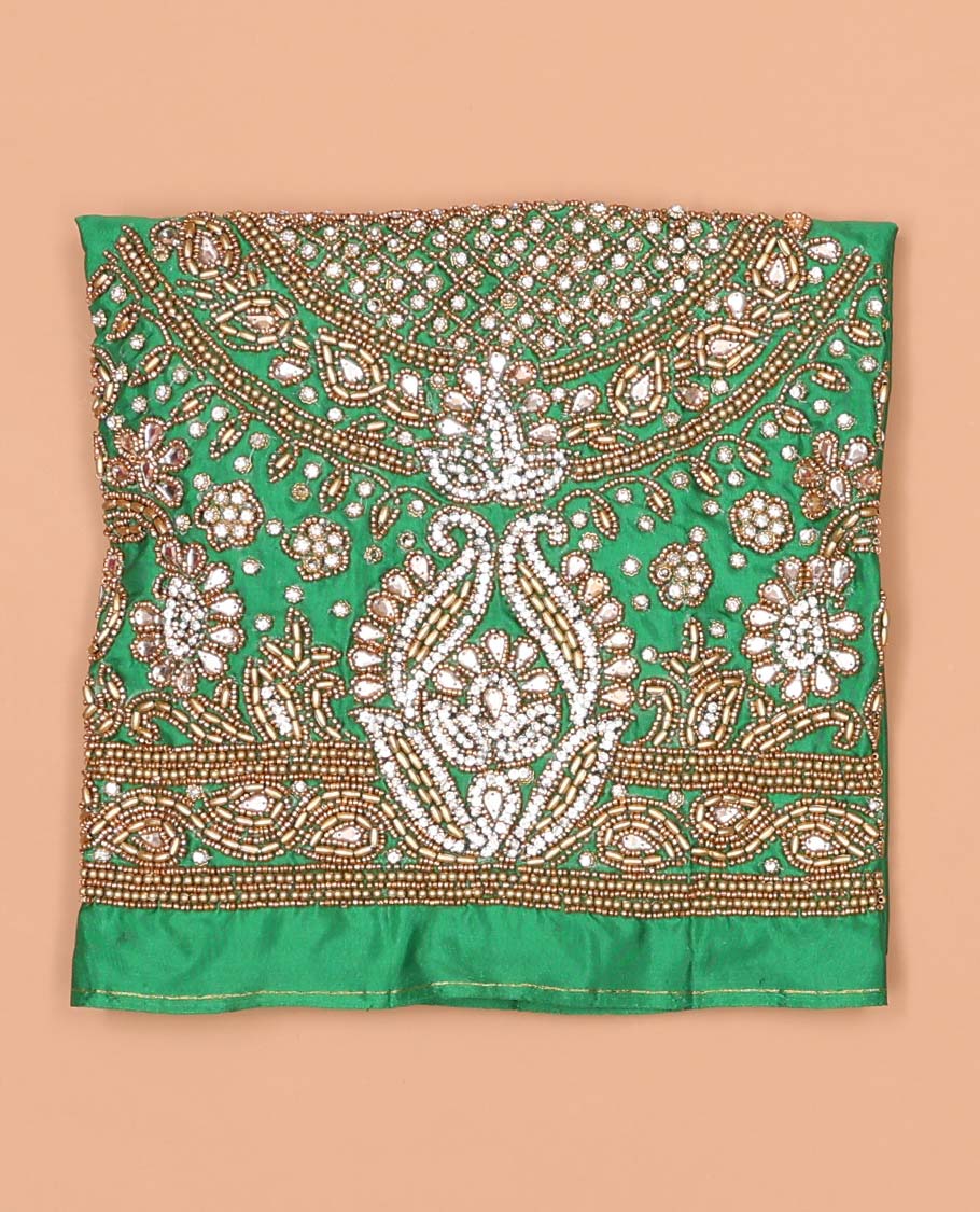 Green floral, paisely aari embroidered material blouse