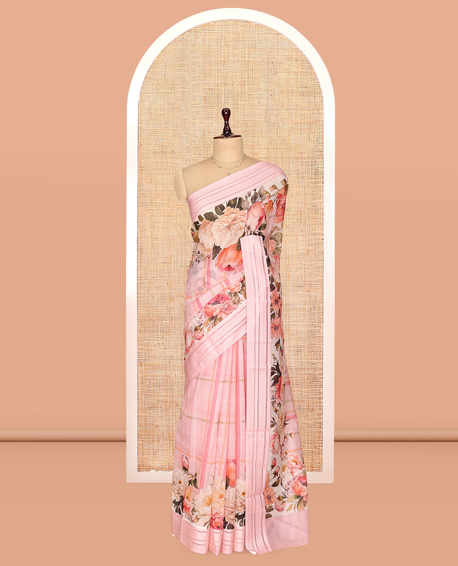Pink Checks Kota Saree