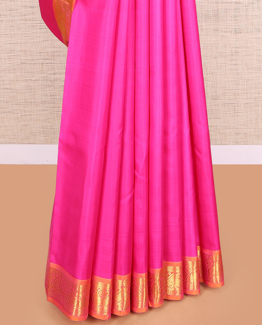 Pink Plain Kanchipuram Silk Saree