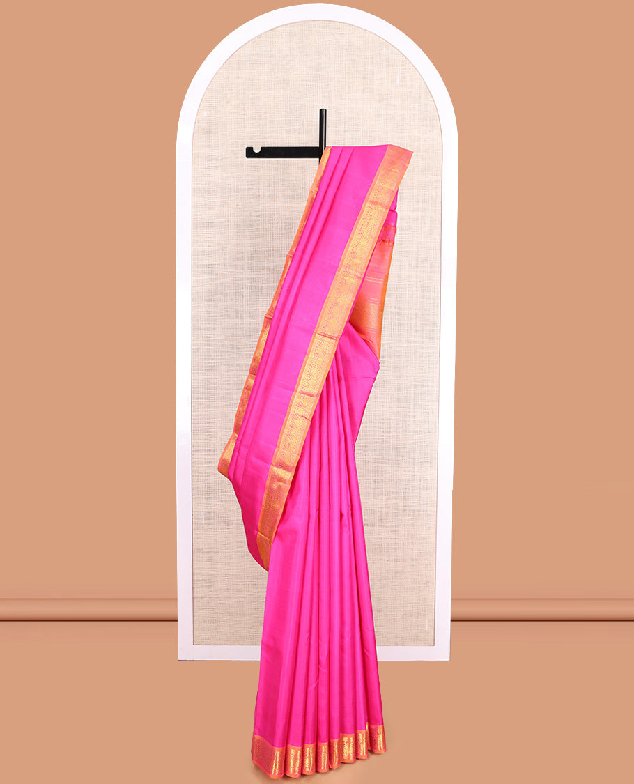 Pink Plain Kanchipuram Silk Saree