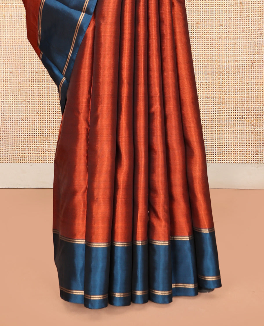 Orange Zari Butta Mayuri Lite Silk Mix Saree