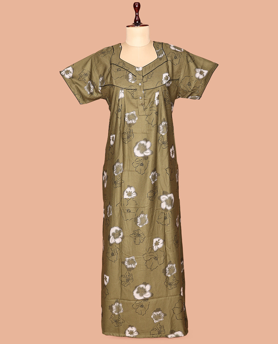 Green Unique Design Cotton-Blended Nighty