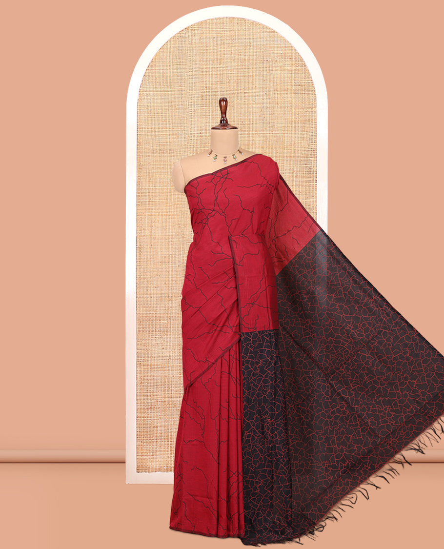 Borderless Red South Cotton Saree