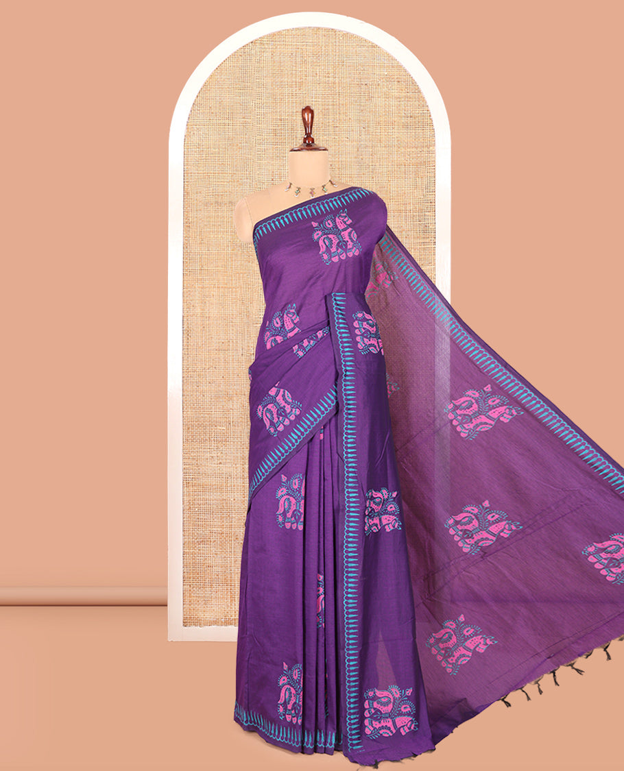 Purple South Cotton Saree