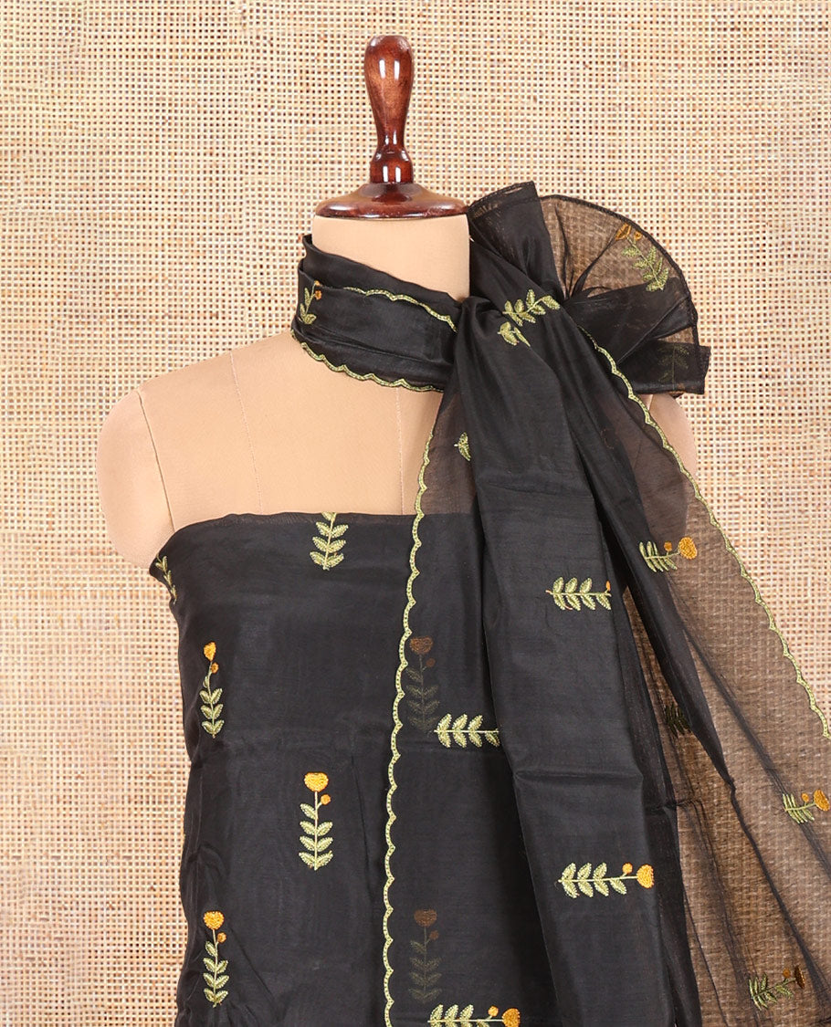 Black Mul Chanderi Material Chudidar Set