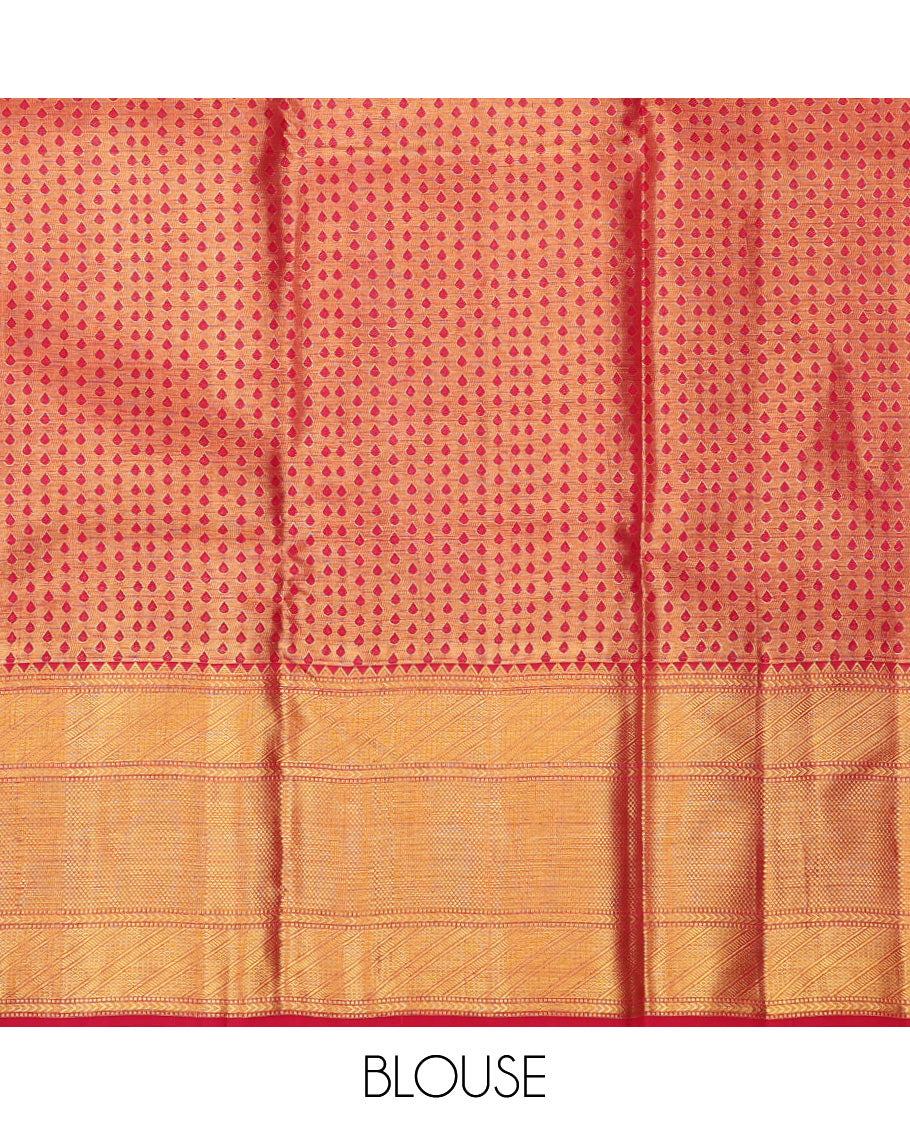 Black pure-silk half saree, meenakari floral jaal jacquard skirt, contrast border & blouse of geometric patterns & intricate dhavani