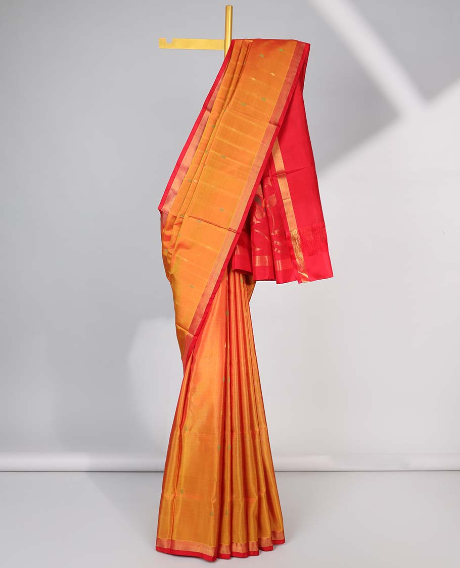 Brown striped , floral uppada silk saree with contrast zari border & floral vine design pallu