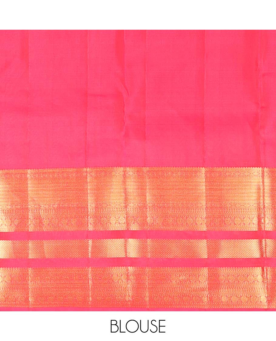 Pink zari buttas Vasundhara silk mix saree, traditional zari rettai pettu border & intricate ogee patterned pallu