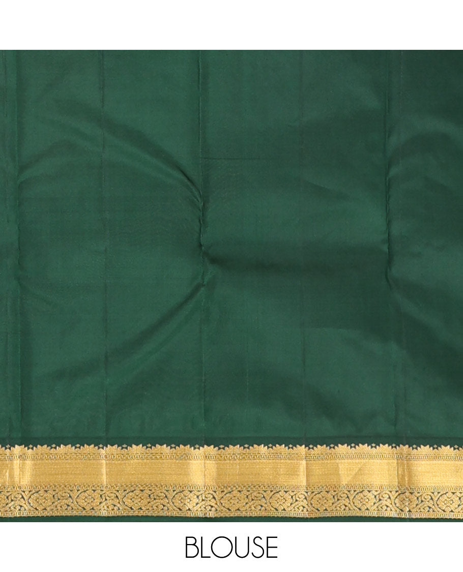 Pink zari buttas silk saree, contrast jaal pallu & border of thazampoo rekku, muthu, banaras & kodi visiry
