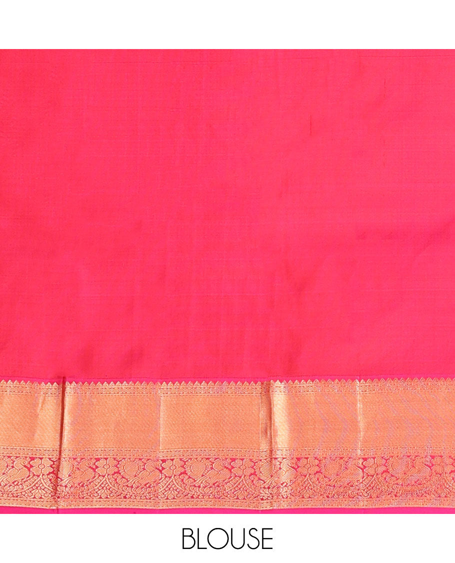 Blue jacquard wedding silk saree, contrast jaal pallu & border of rekku, rettai neli poun & mayil designs