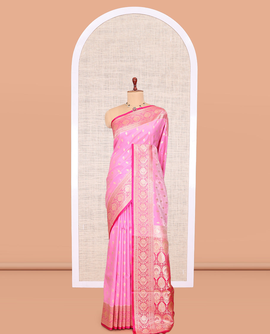 Pink Banaras Nylon Saree