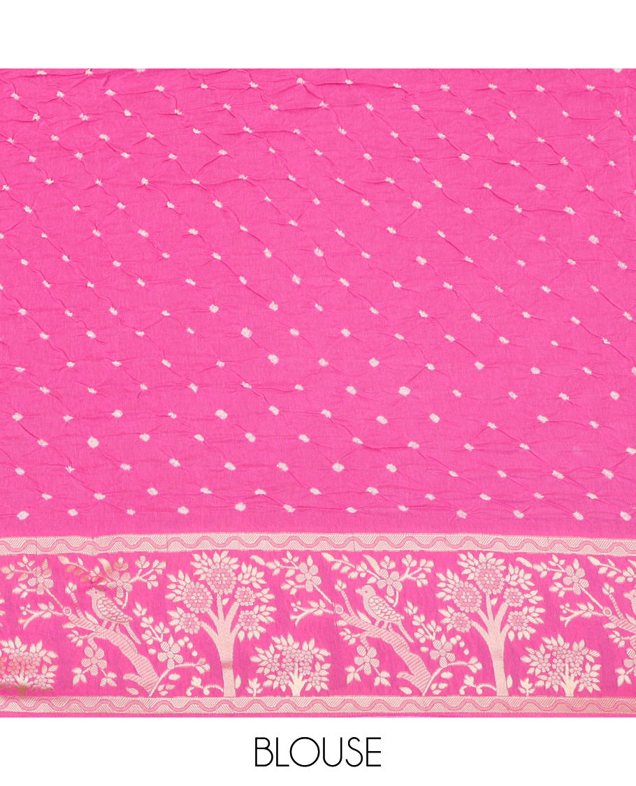 Pink Bandhani Dola Silk Saree