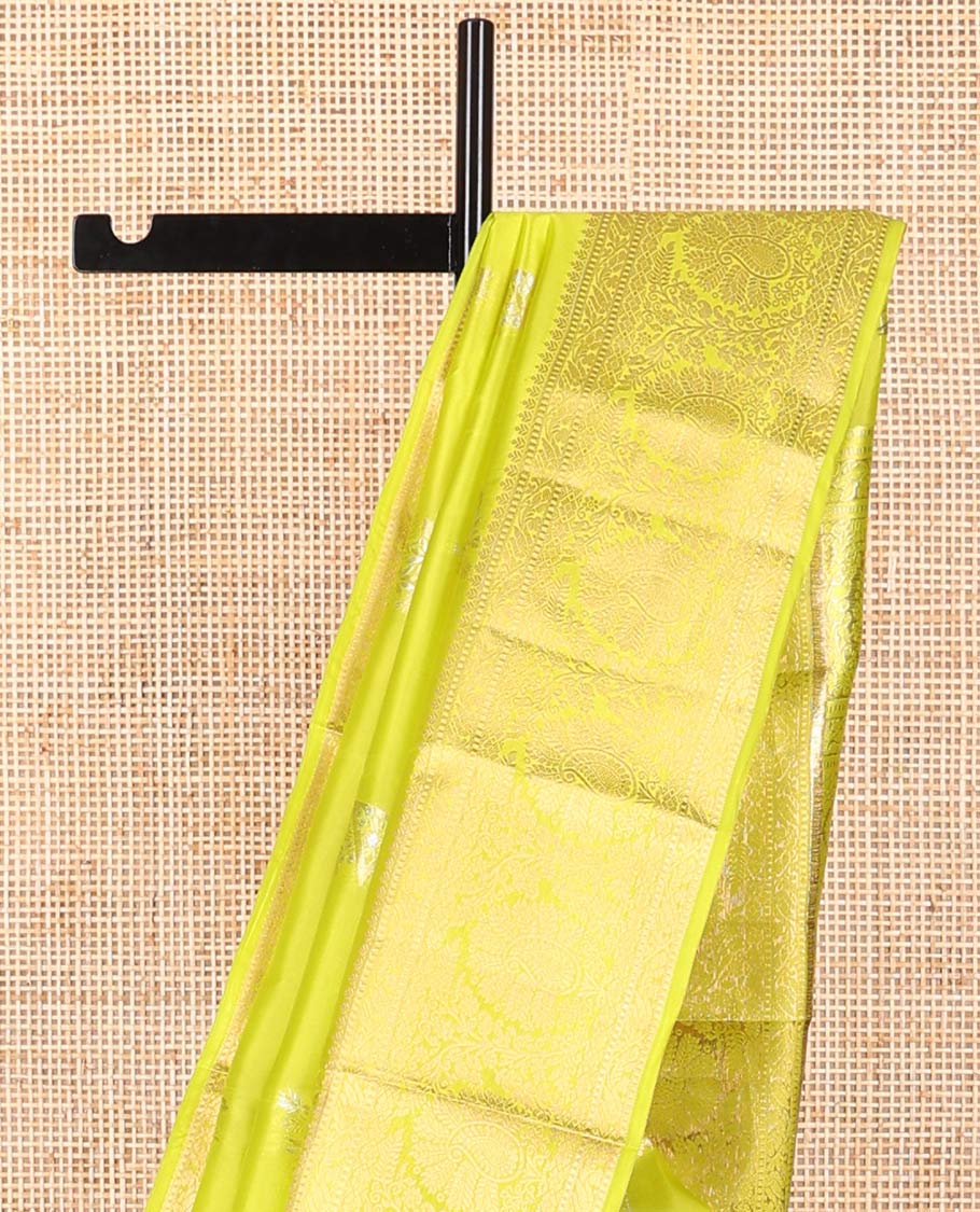 Light green floral design vasundhara elite silk saree with self floral design border & floral design pallu