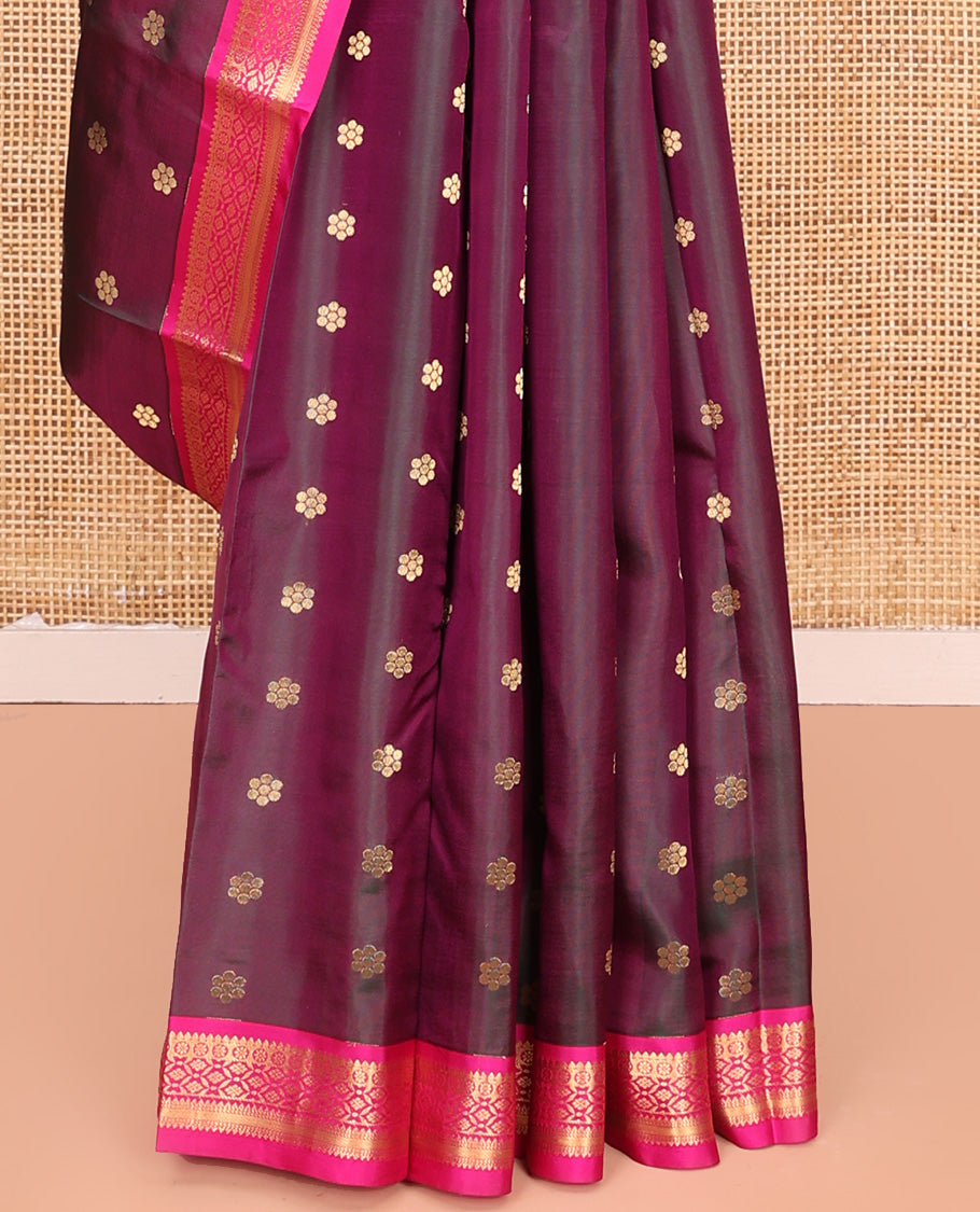 Purple Vasundhara Lite Silk Mix Saree, Beautifully Bedecked with Zari Buttas All Over Its Body, Complemented by Contrast Traditional Zari Border, Grand Jaal Pallu and Paired with a Contrast Blouse