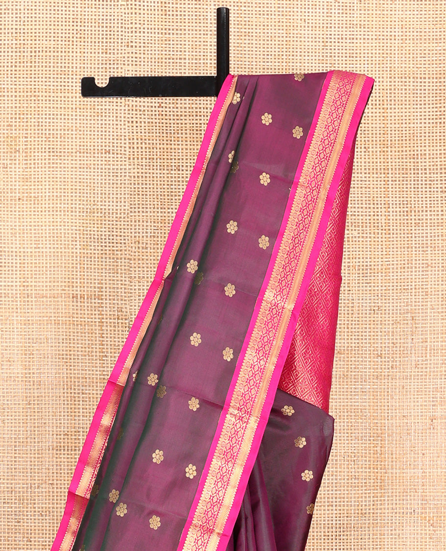 Purple Vasundhara Lite Silk Mix Saree, Beautifully Bedecked with Zari Buttas All Over Its Body, Complemented by Contrast Traditional Zari Border, Grand Jaal Pallu and Paired with a Contrast Blouse
