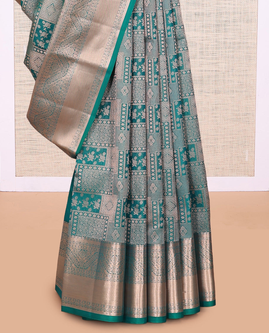 Blue Jacquard Traditional Kanchipuram Wedding Silk Saree
