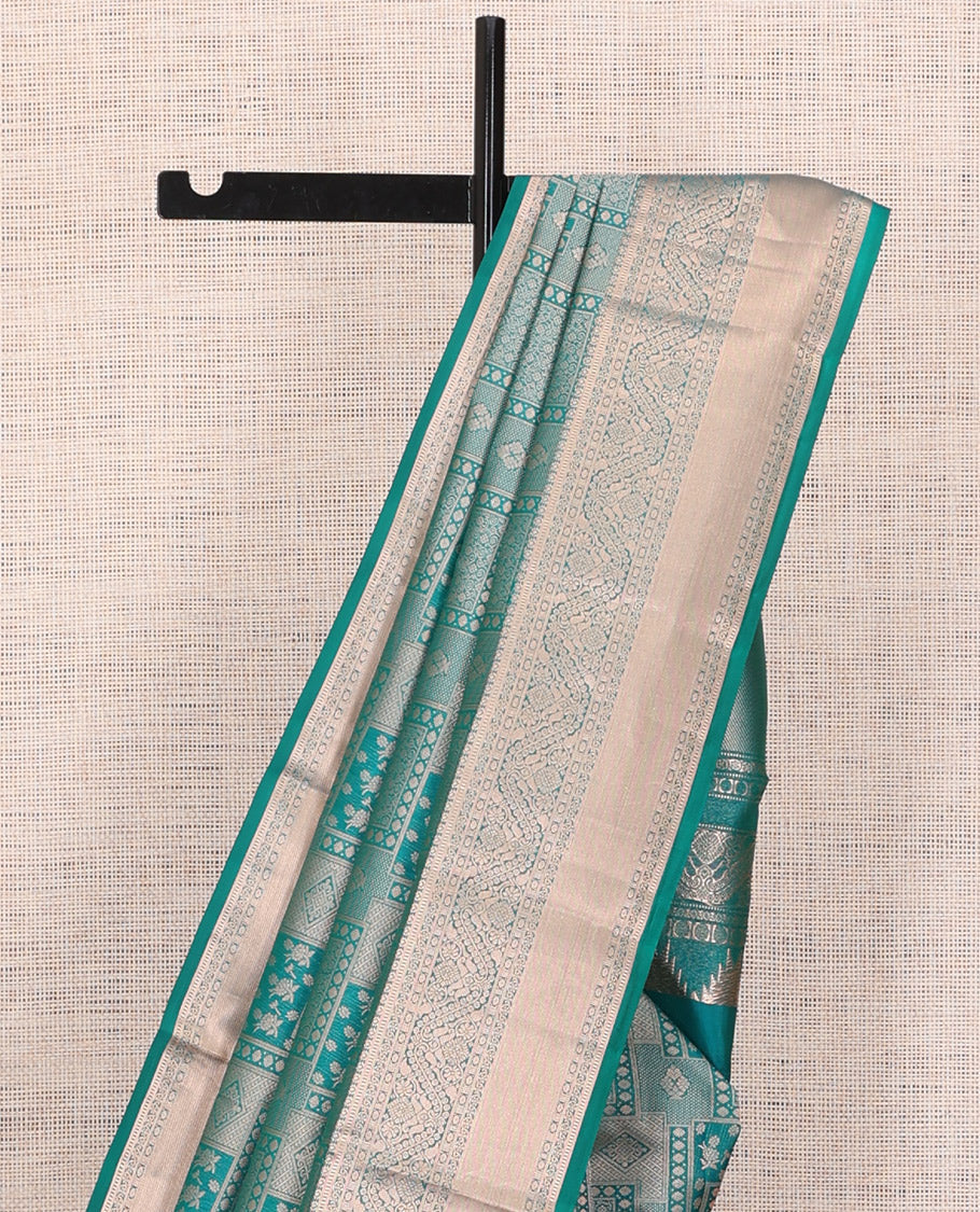 Blue Jacquard Traditional Kanchipuram Wedding Silk Saree