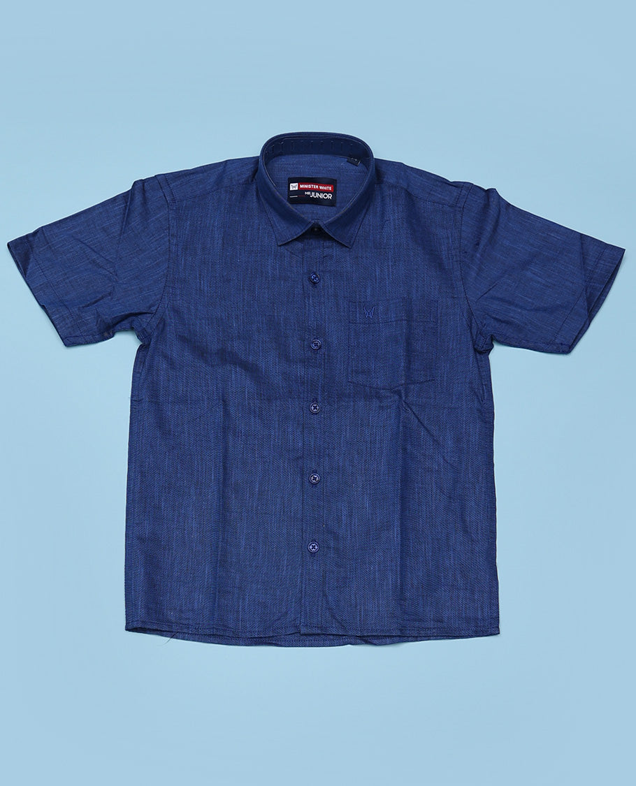 Blue cotton shirt with contrast dhoti (Luxurious boy)