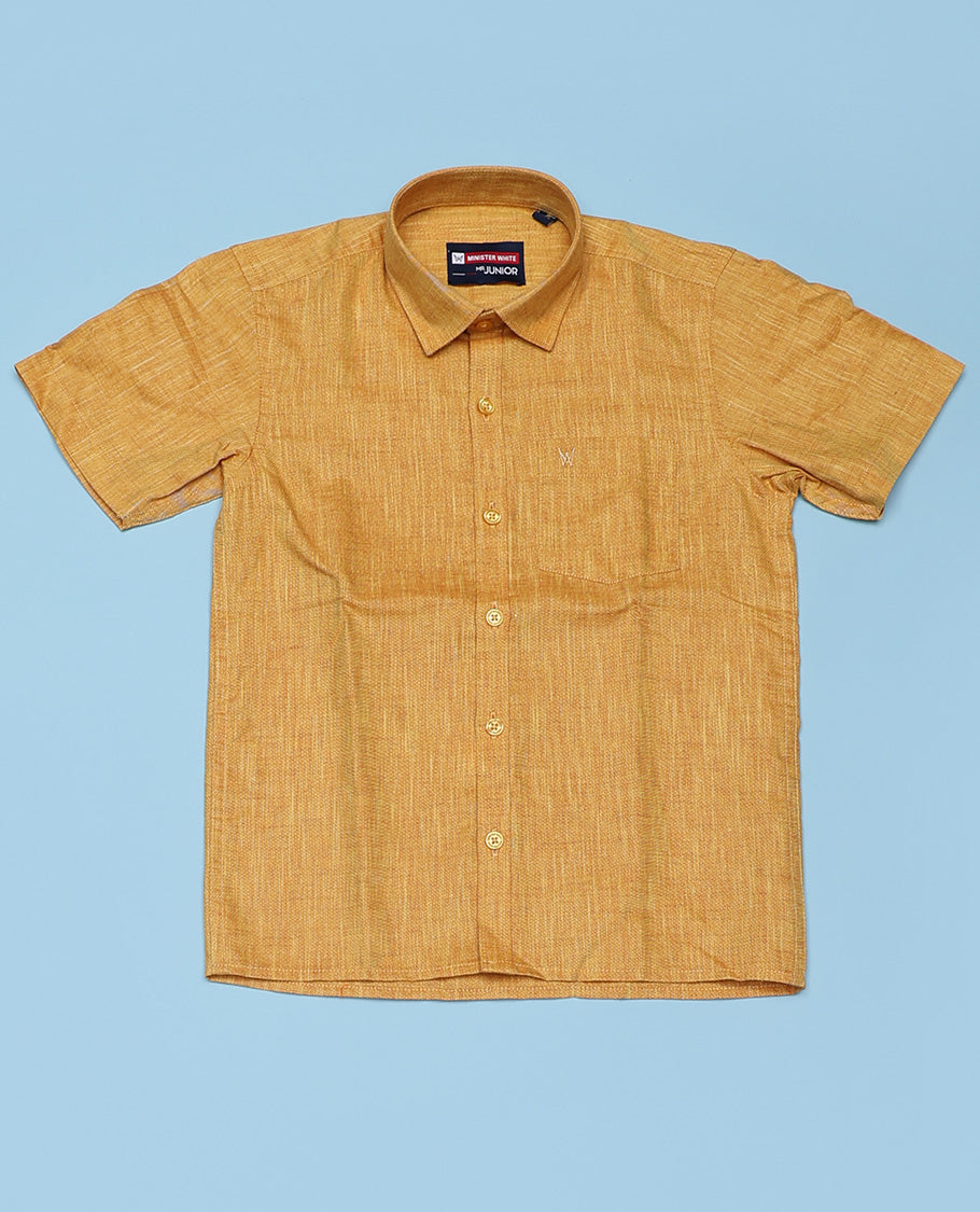 Yellow cotton shirt with contrast dhoti (Luxurious boy)