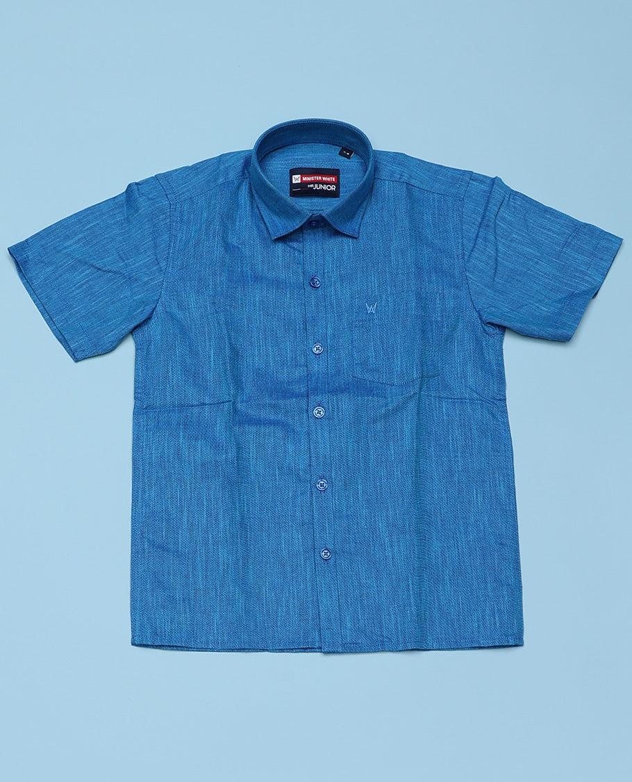 Blue cotton shirt with contrast dhoti (Luxurious boy)