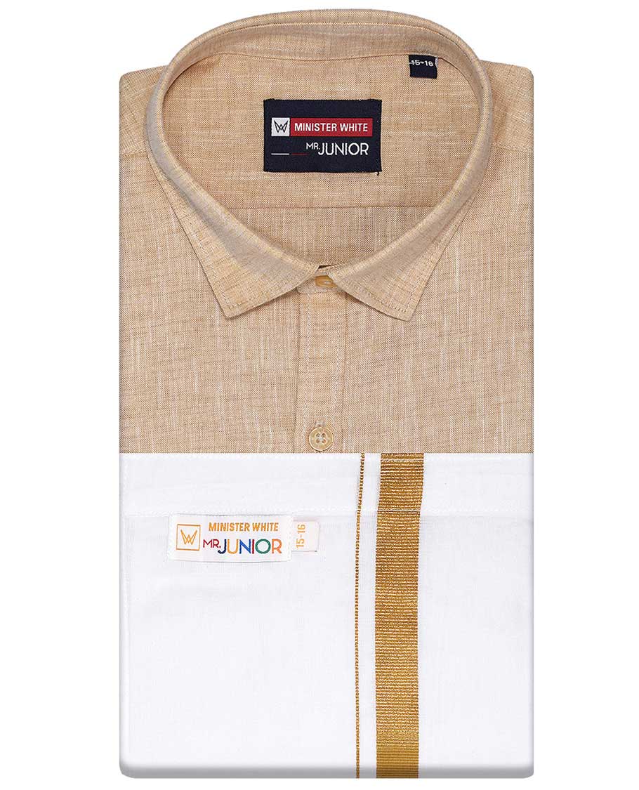 Sandal cotton shirt with contrast dhoti (Luxurious boy)