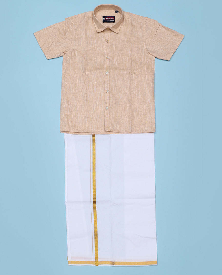 Sandal cotton shirt with contrast dhoti (Luxurious boy)