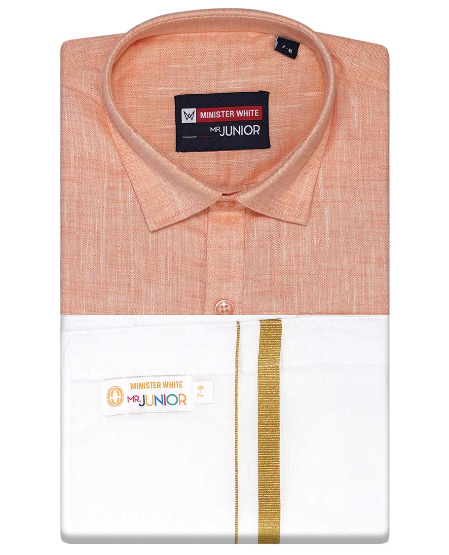 Peach cotton shirt with contrast dhoti (Luxurious boy)