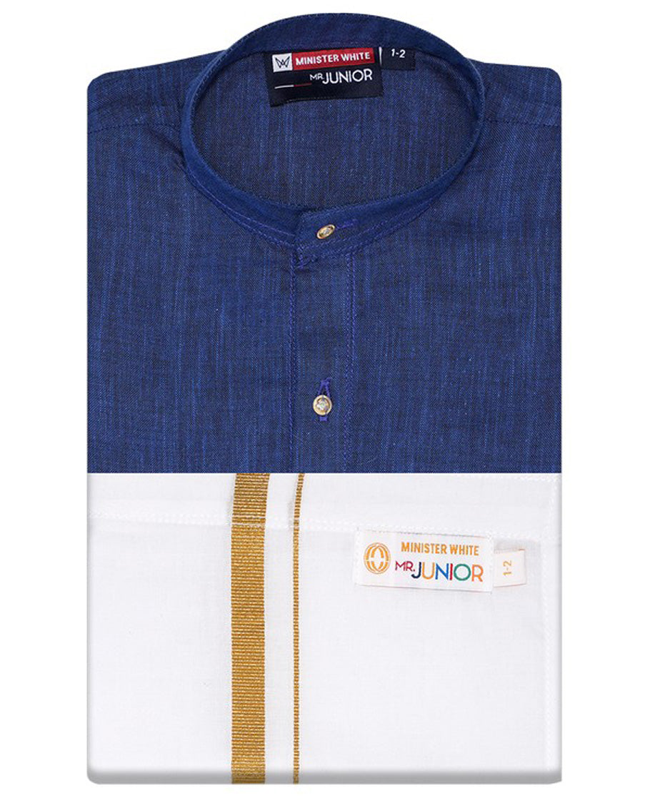 Blue cotton shirt with contrast dhoti (Glamorous boy)