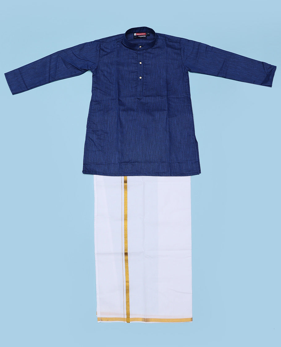 Blue cotton shirt with contrast dhoti (Glamorous boy)