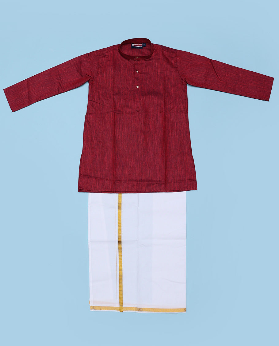 Maroon cotton shirt with contrast dhoti (Glamorous boy)