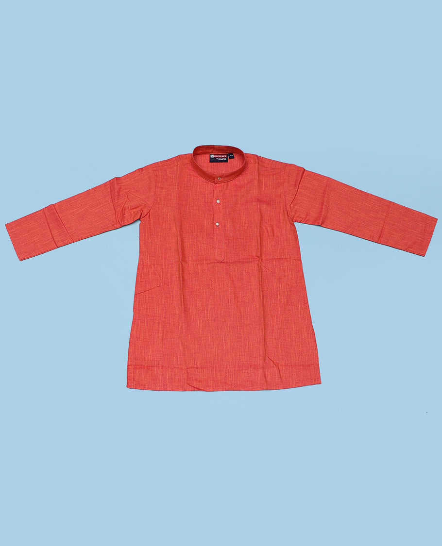 Peach cotton shirt with contrast dhoti (Glamorous boy)