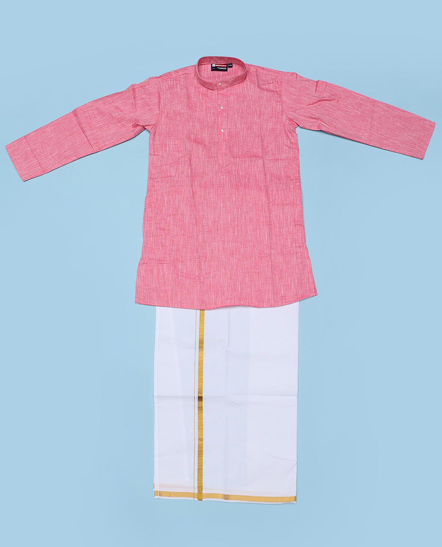 Pink cotton shirt with contrast dhoti (Glamorous boy)