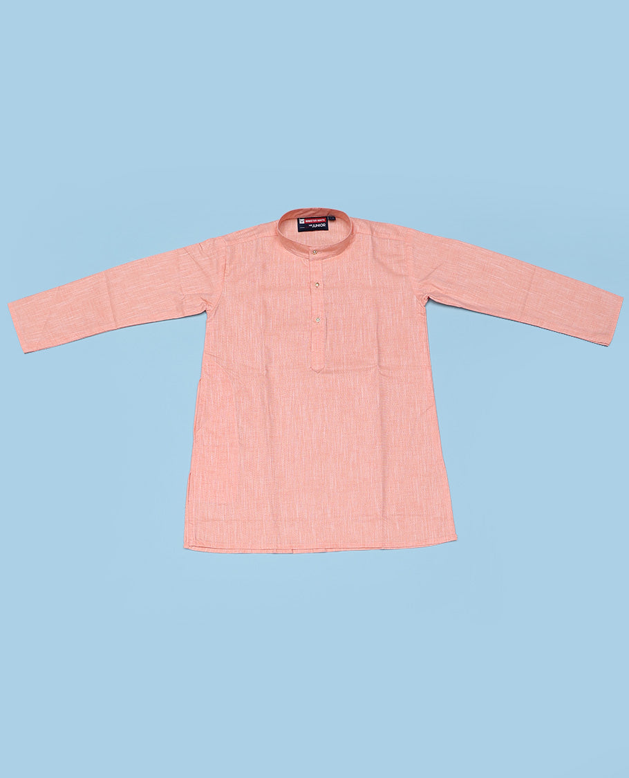 Peach cotton shirt with contrast dhoti (Glamorous boy)