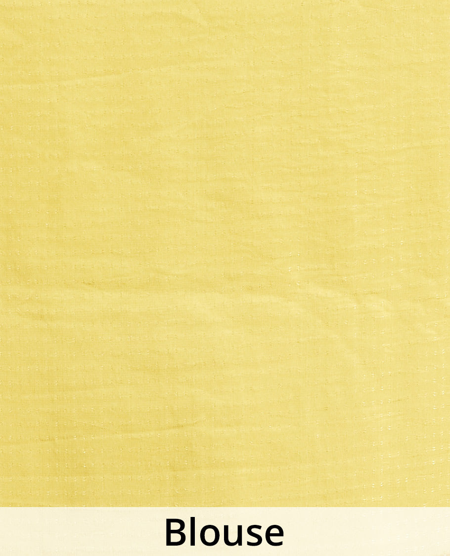 Mustard yellow embroidery pure chiffon saree with geometric patterns in micro stones, plain border