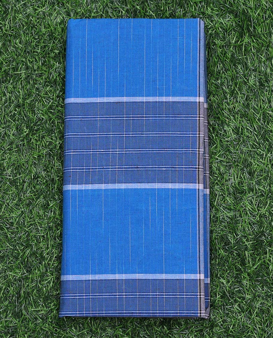 Blue vertical & horizontal striped cozy pure cotton lungi