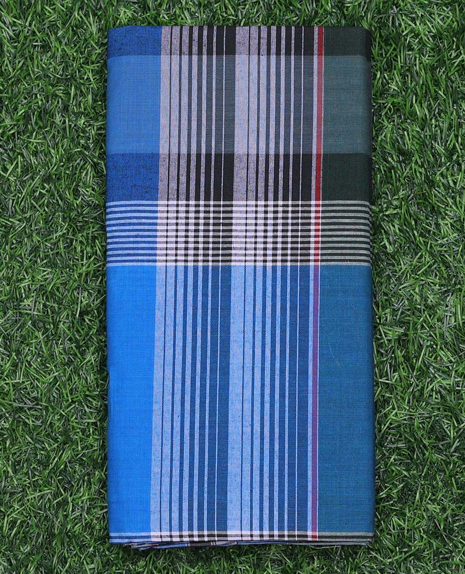 Multi-color checks & stripes cozy pure cotton lungi