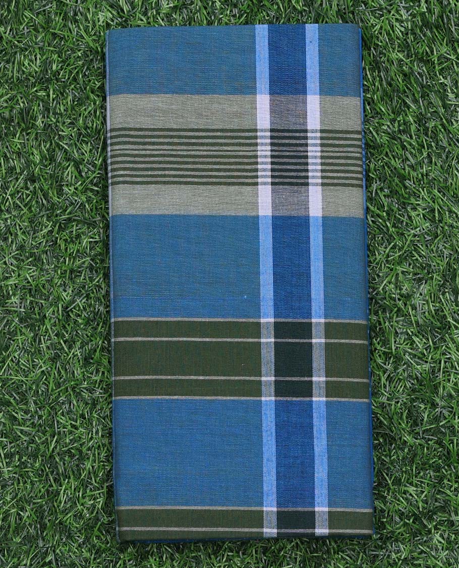 Multi-color checks & stripes cozy pure cotton lungi