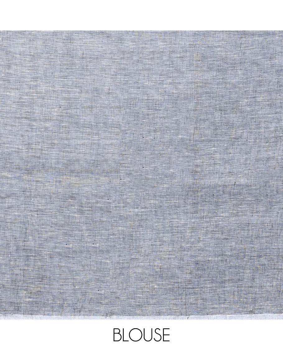 Borderless grey thread embroidered linen saree features floral motifs, pallu of sequin stripes & tassels