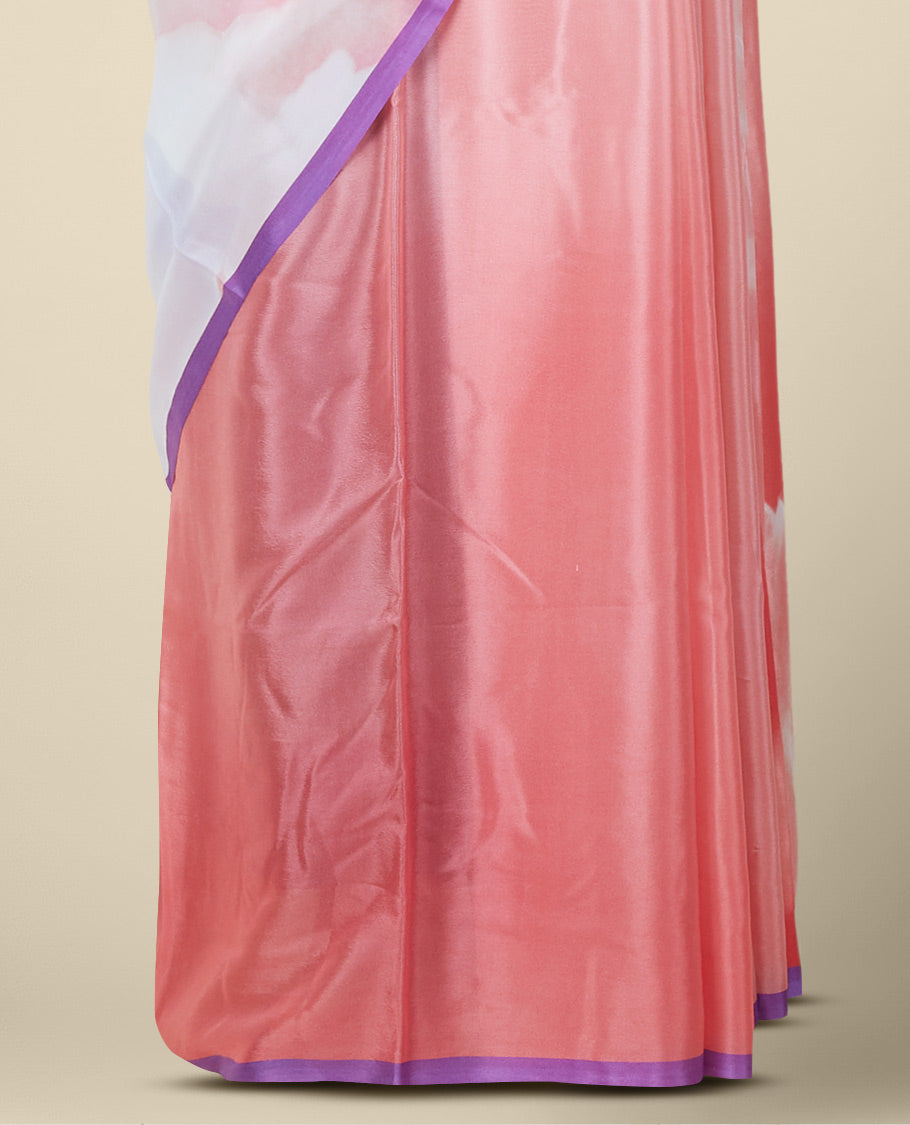 Borderless multi-color abstract printed semi banaras crepe saree