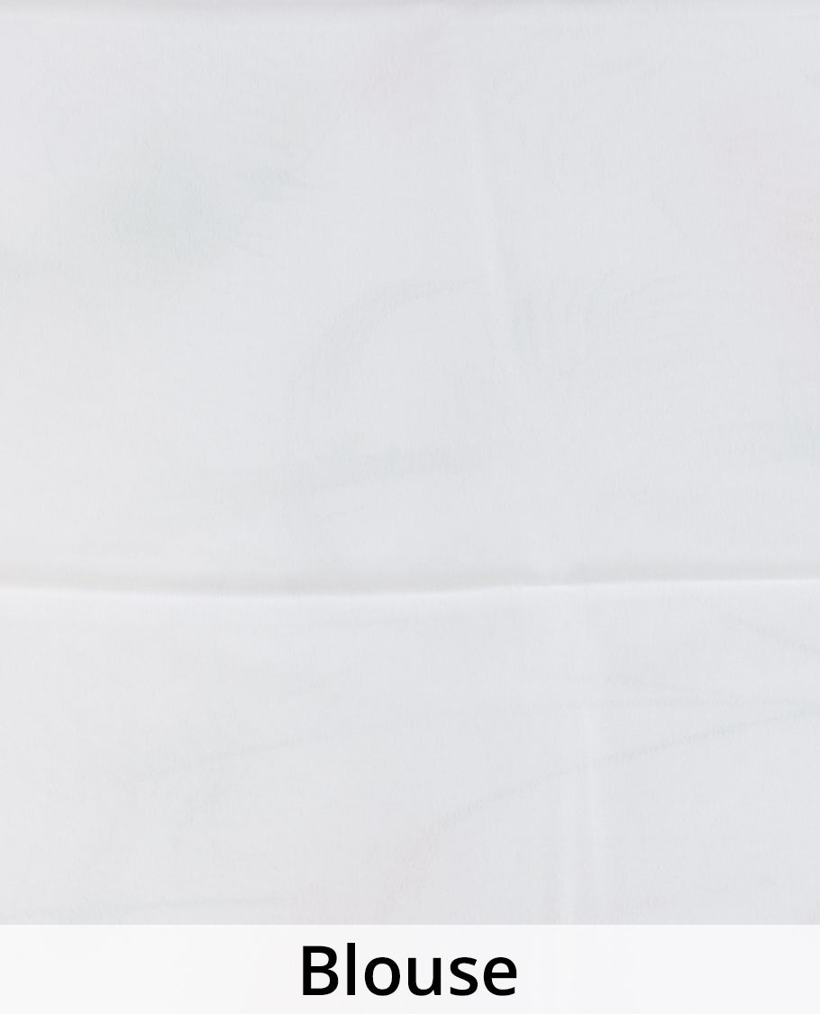 Multi Color printed semi banaras crepe saree with unique floral vine designs