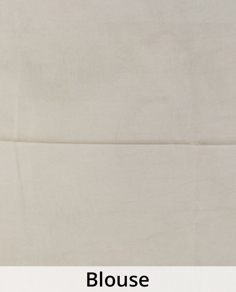 Multi color printed semi banaras crepe saree with unique floral vine designs