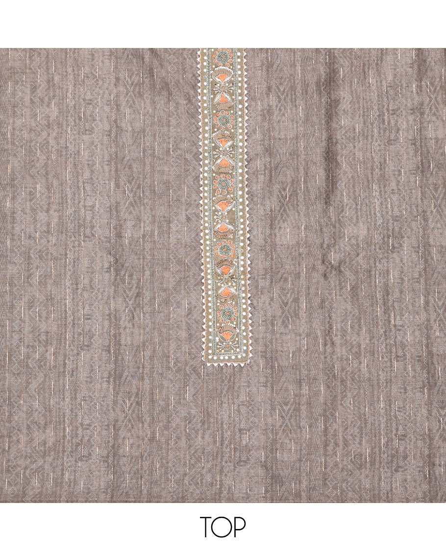 Green material chudidhar,intricate print & embroidery tissue top,plain santoon bottom & floral design chanderi dupatta