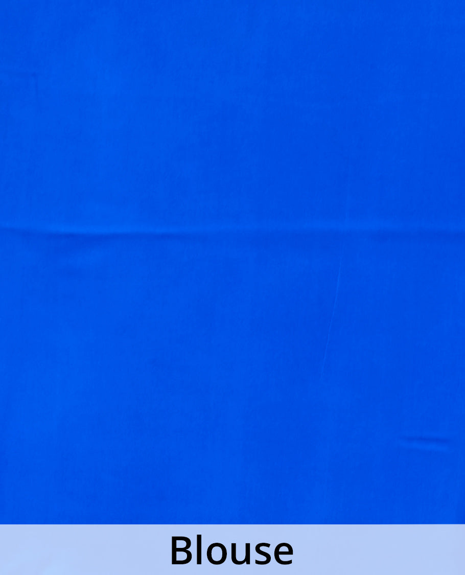 Borderless blue abstract-style printed pure chiffon saree