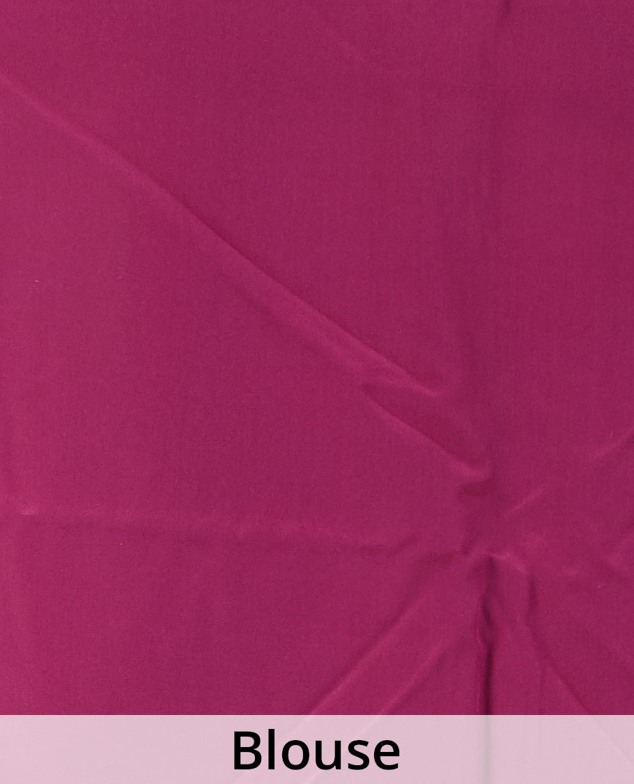 Purple intricately floral vine printed pure chiffon saree, contrast floral printed border