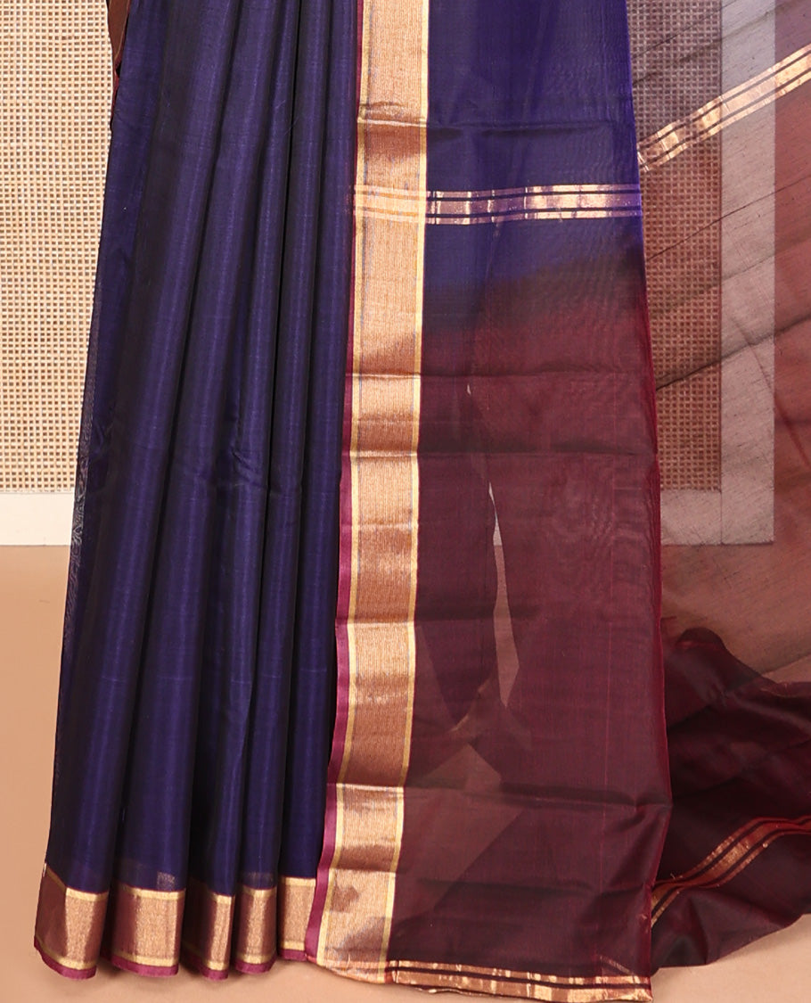 Blue Plain Silk Cotton Saree