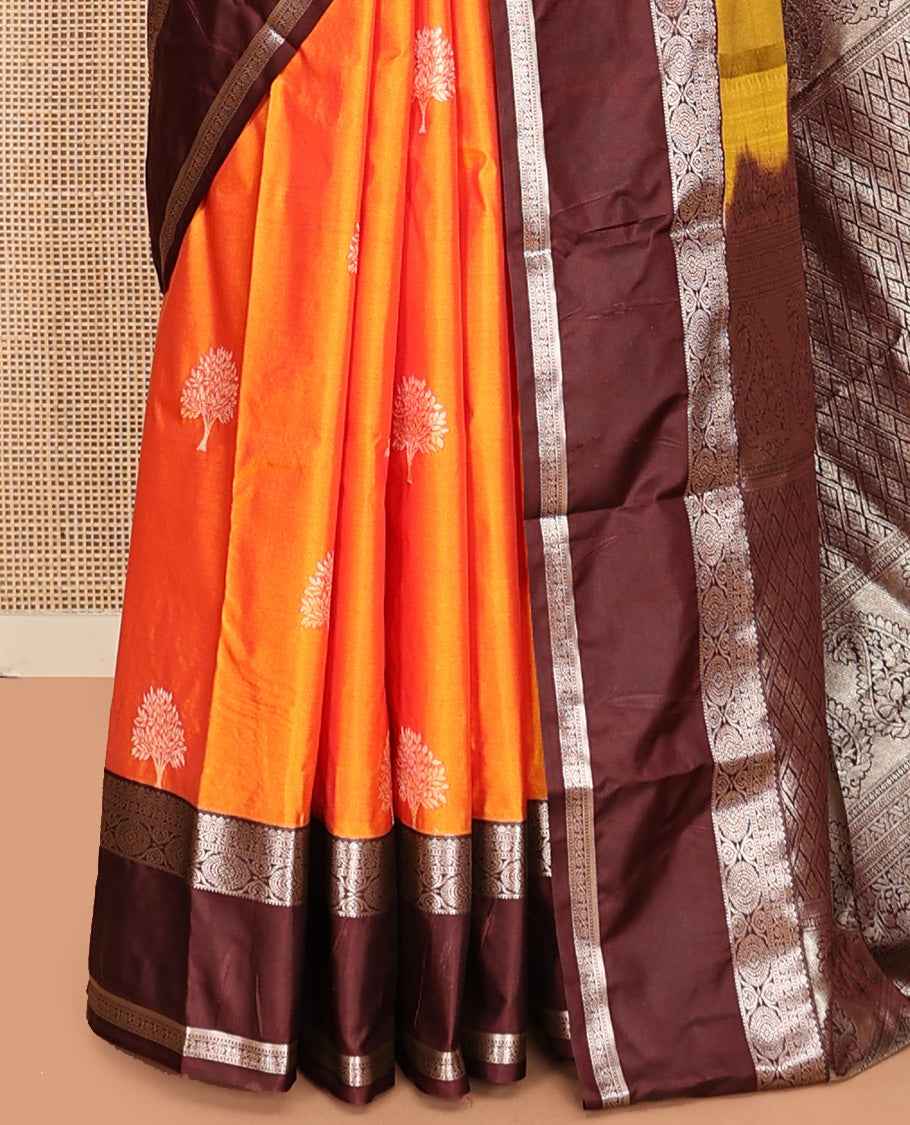 Orange Zari Butta Gift Saree
