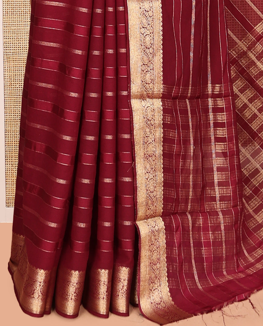 Light Maroon Semi Mysore Silk Saree
