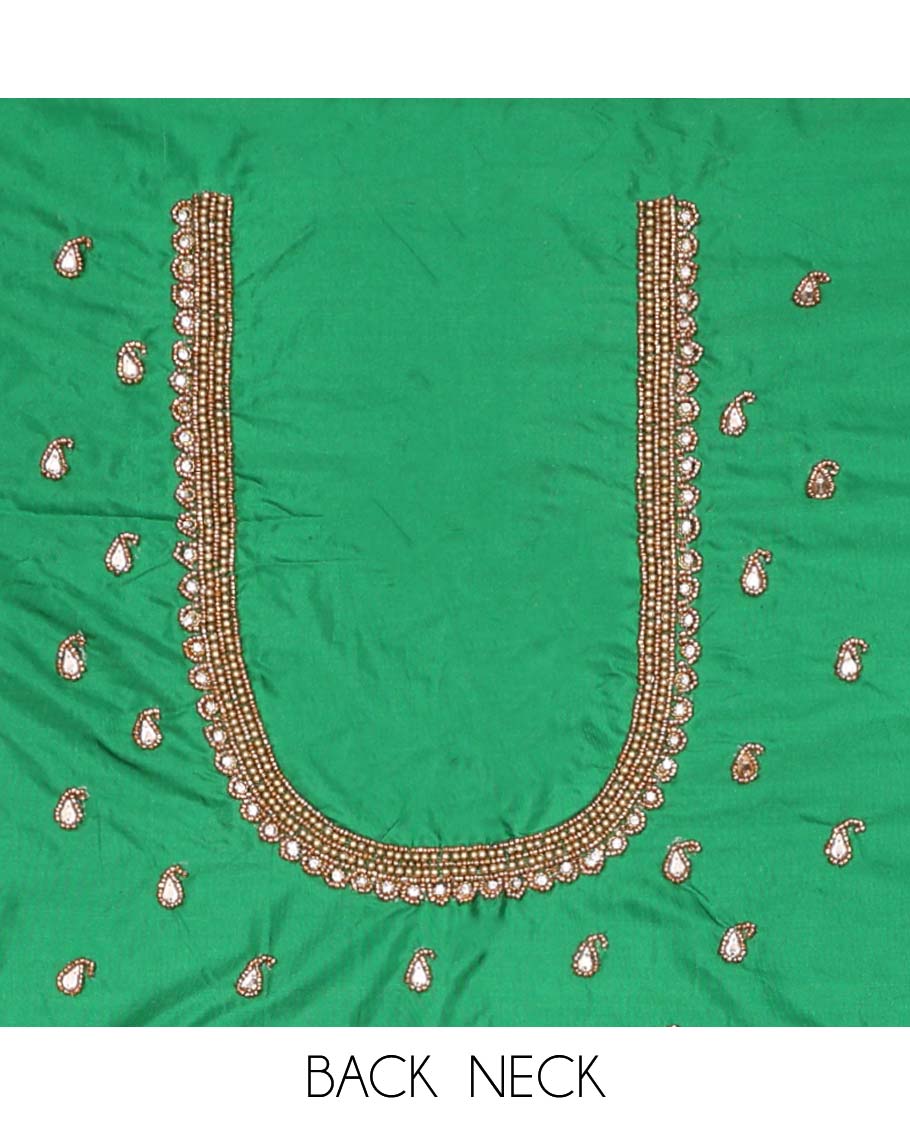 Green floral, paisely aari embroidered material blouse